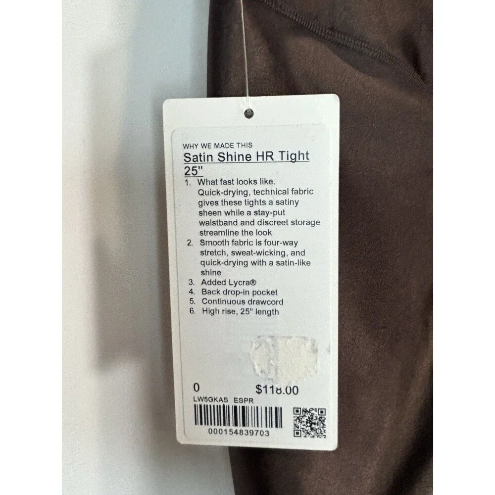 NWT Lululemon Satin Shine HR Tight 25” Inseam Size 0
